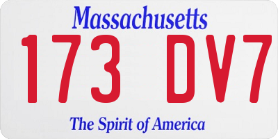 MA license plate 173DV7