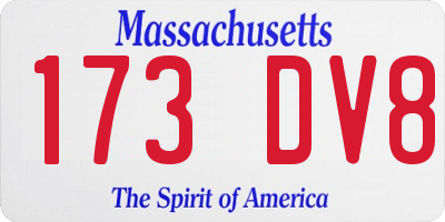 MA license plate 173DV8
