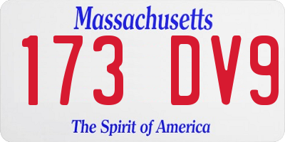 MA license plate 173DV9
