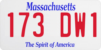 MA license plate 173DW1
