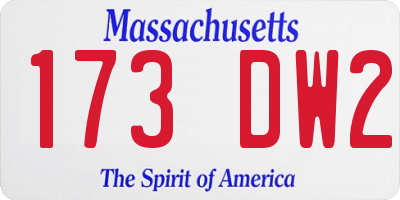 MA license plate 173DW2
