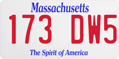 MA license plate 173DW5