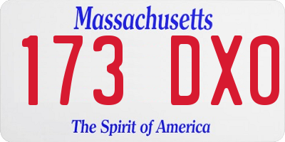 MA license plate 173DX0