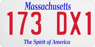 MA license plate 173DX1