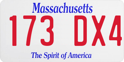 MA license plate 173DX4