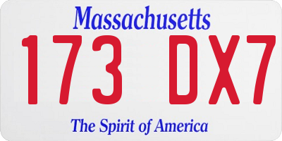 MA license plate 173DX7
