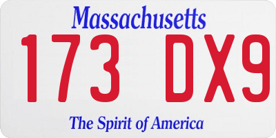 MA license plate 173DX9