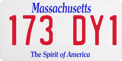 MA license plate 173DY1