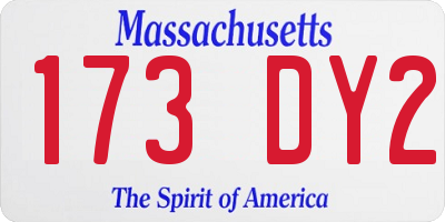 MA license plate 173DY2