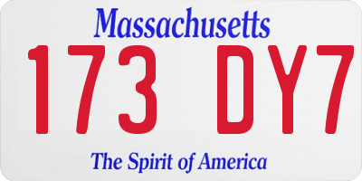MA license plate 173DY7