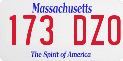 MA license plate 173DZ0