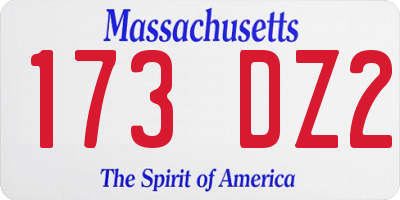 MA license plate 173DZ2