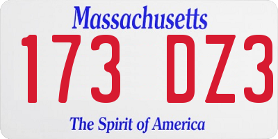 MA license plate 173DZ3