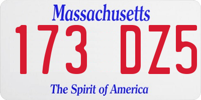 MA license plate 173DZ5