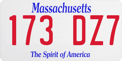 MA license plate 173DZ7