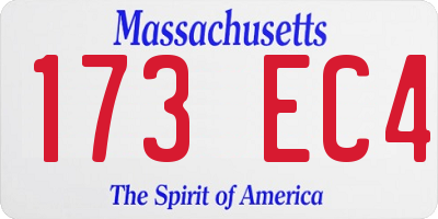 MA license plate 173EC4