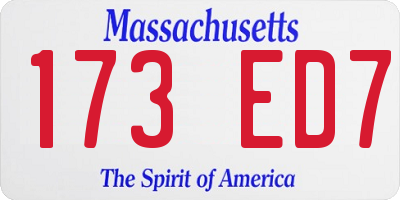 MA license plate 173ED7