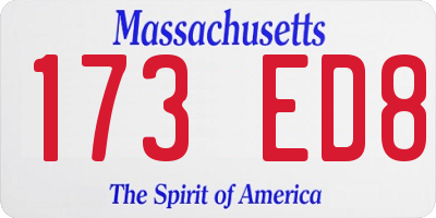 MA license plate 173ED8