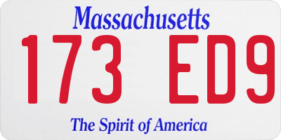 MA license plate 173ED9