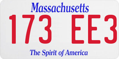 MA license plate 173EE3