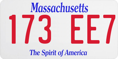 MA license plate 173EE7