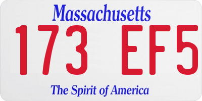 MA license plate 173EF5