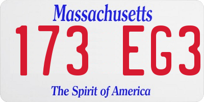 MA license plate 173EG3