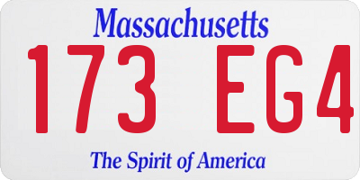 MA license plate 173EG4