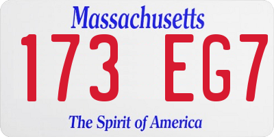 MA license plate 173EG7