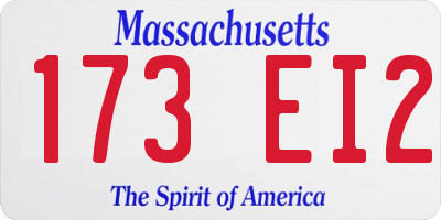 MA license plate 173EI2