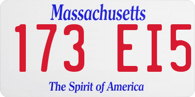 MA license plate 173EI5