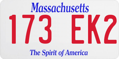 MA license plate 173EK2