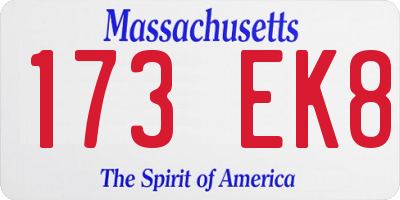 MA license plate 173EK8