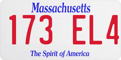 MA license plate 173EL4