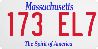 MA license plate 173EL7