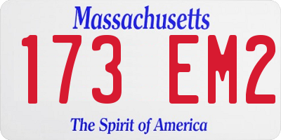 MA license plate 173EM2