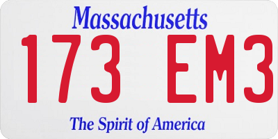 MA license plate 173EM3