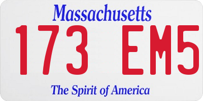 MA license plate 173EM5