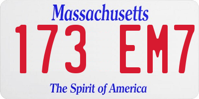 MA license plate 173EM7