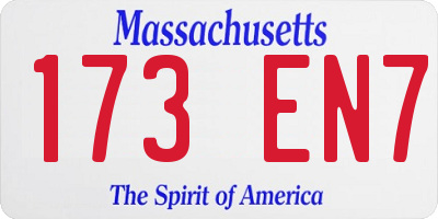MA license plate 173EN7
