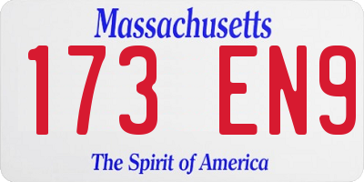 MA license plate 173EN9