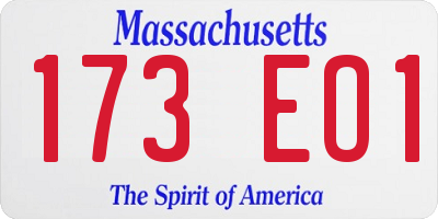 MA license plate 173EO1