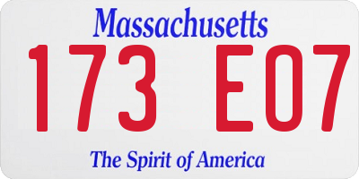 MA license plate 173EO7