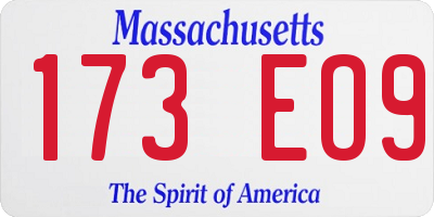 MA license plate 173EO9