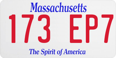 MA license plate 173EP7