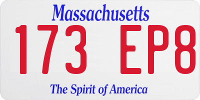 MA license plate 173EP8