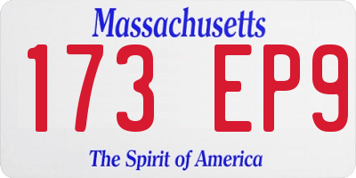 MA license plate 173EP9