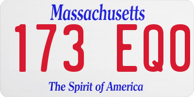 MA license plate 173EQ0