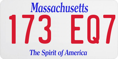 MA license plate 173EQ7