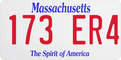 MA license plate 173ER4